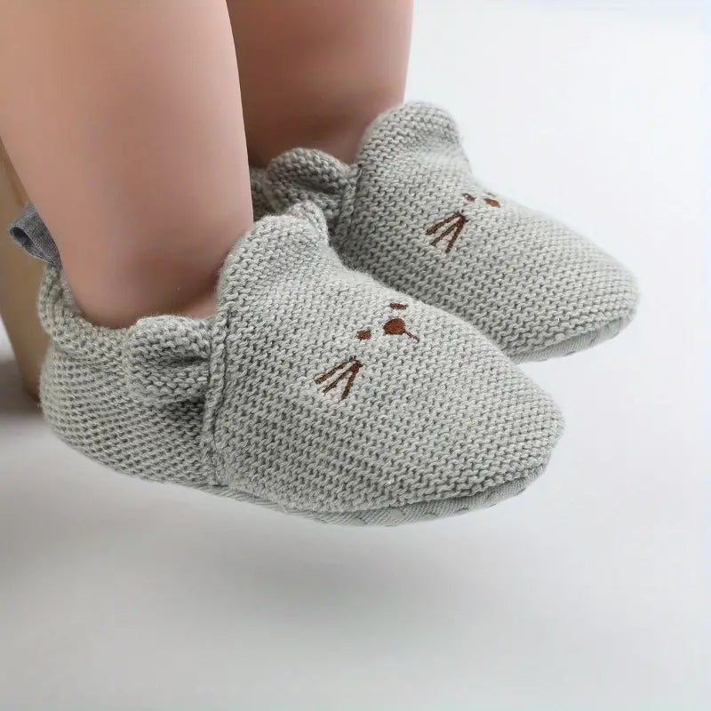 Zapato tejido Gris para bebe, antideslizante